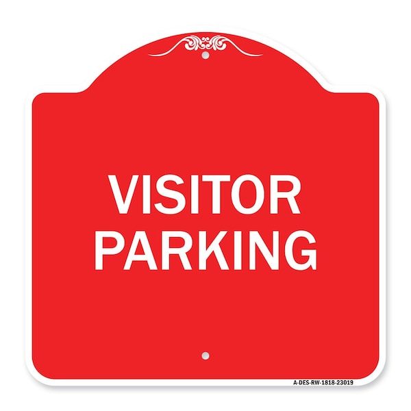 Reserved Parking Sign Visitor Parking, Red & White Aluminum Sign, 18" x 18", RW-1818-23019